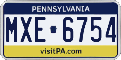 PA license plate MXE6754