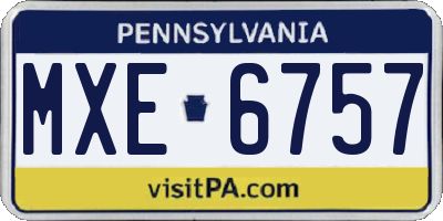 PA license plate MXE6757