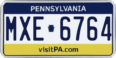PA license plate MXE6764