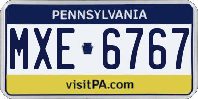PA license plate MXE6767