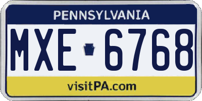 PA license plate MXE6768