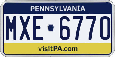PA license plate MXE6770