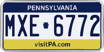 PA license plate MXE6772