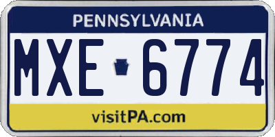 PA license plate MXE6774