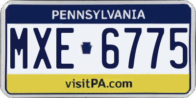 PA license plate MXE6775