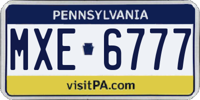PA license plate MXE6777