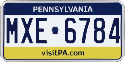 PA license plate MXE6784