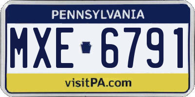 PA license plate MXE6791