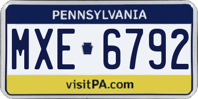 PA license plate MXE6792
