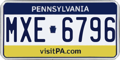 PA license plate MXE6796