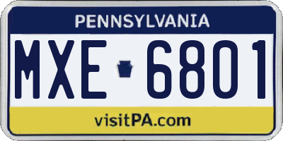 PA license plate MXE6801