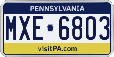 PA license plate MXE6803