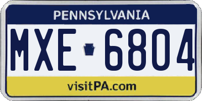 PA license plate MXE6804