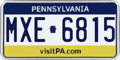 PA license plate MXE6815