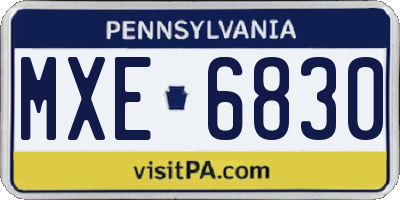 PA license plate MXE6830