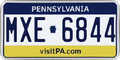 PA license plate MXE6844