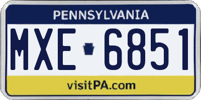 PA license plate MXE6851