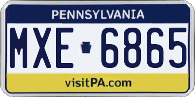 PA license plate MXE6865