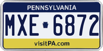 PA license plate MXE6872