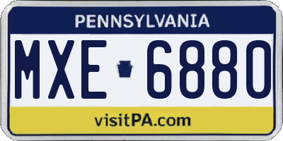 PA license plate MXE6880