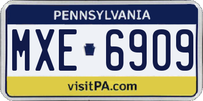 PA license plate MXE6909