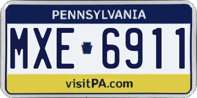 PA license plate MXE6911