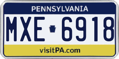 PA license plate MXE6918