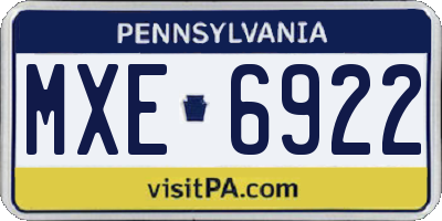 PA license plate MXE6922
