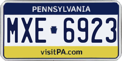 PA license plate MXE6923