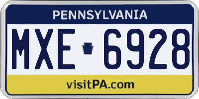 PA license plate MXE6928