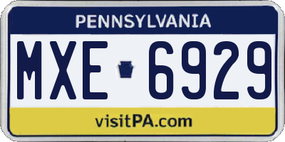 PA license plate MXE6929