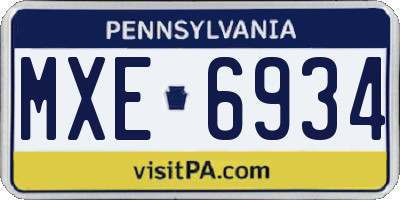 PA license plate MXE6934