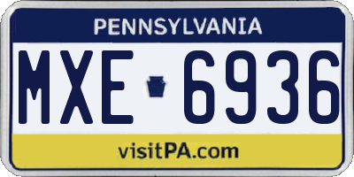 PA license plate MXE6936