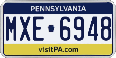 PA license plate MXE6948