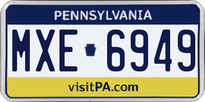 PA license plate MXE6949
