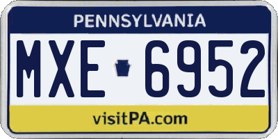 PA license plate MXE6952