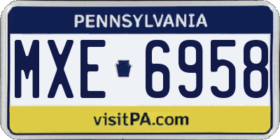 PA license plate MXE6958