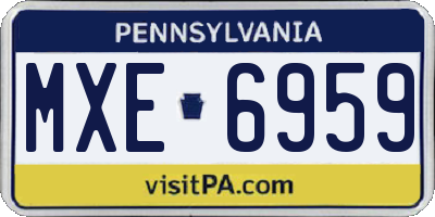 PA license plate MXE6959