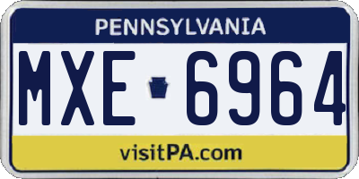 PA license plate MXE6964