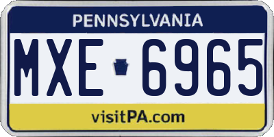 PA license plate MXE6965