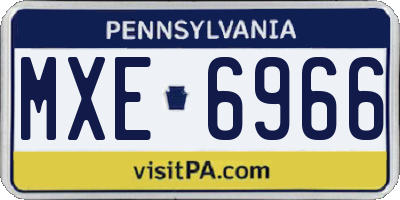 PA license plate MXE6966