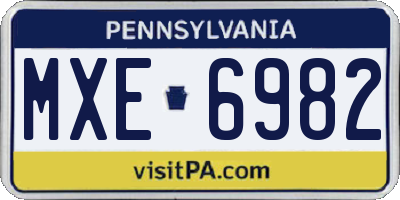 PA license plate MXE6982