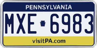 PA license plate MXE6983