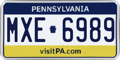 PA license plate MXE6989