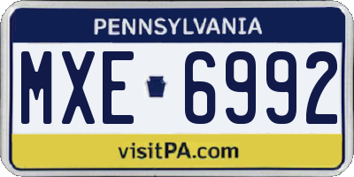 PA license plate MXE6992