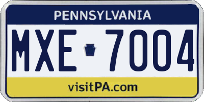 PA license plate MXE7004