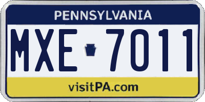 PA license plate MXE7011