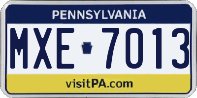 PA license plate MXE7013