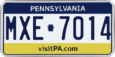PA license plate MXE7014