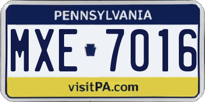 PA license plate MXE7016